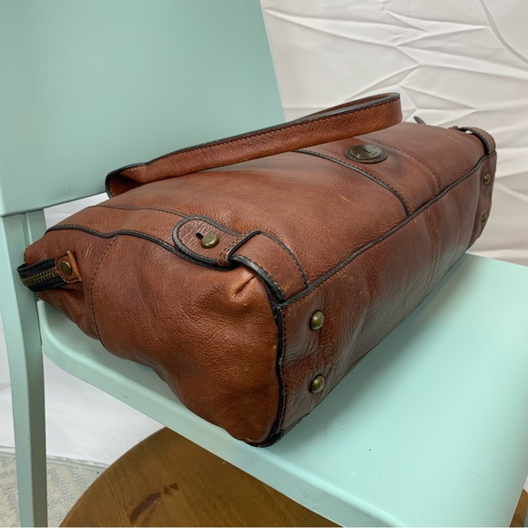 Fossil Brown Leather Large XL Weekender Laptop Briefcase Maddox Satchel Bag - Picture 11 of 13
